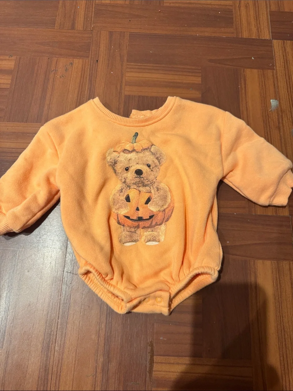 Orange Teddy Bear Pumpkin Baby Onesie
